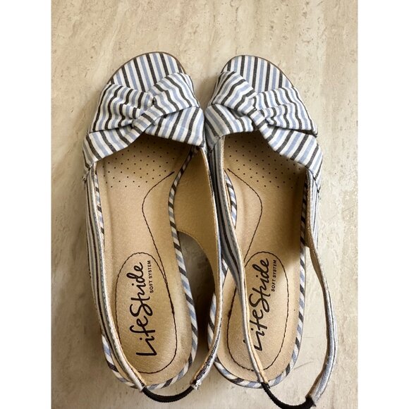 LifeStride Womens Size 5M Striped Slingback Open-Toe Sandals Mimosa - Picture 4 of 9